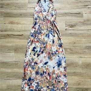 W118 by Walter Baker Abstract Floral V-Neck Maxi Dress